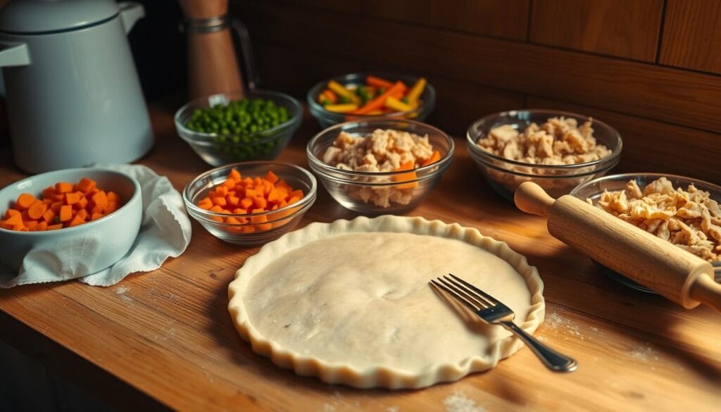 chicken pot pie assembly